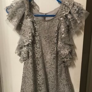 BCBG silver lace top